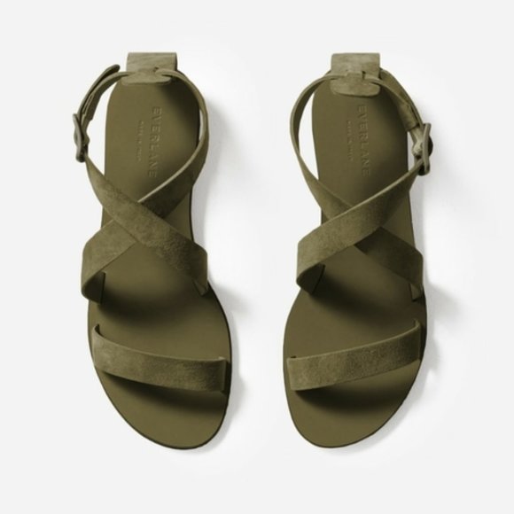 Everlane Shoes - EVERLANE MODERN WRAP GREEN SUEDE SANDALS SIZE 6.5